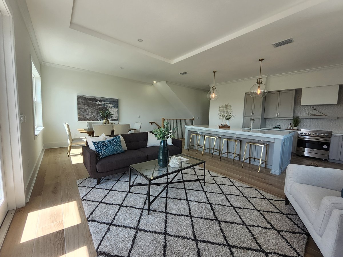 Madeira Beach Townhome living room with coastal decor